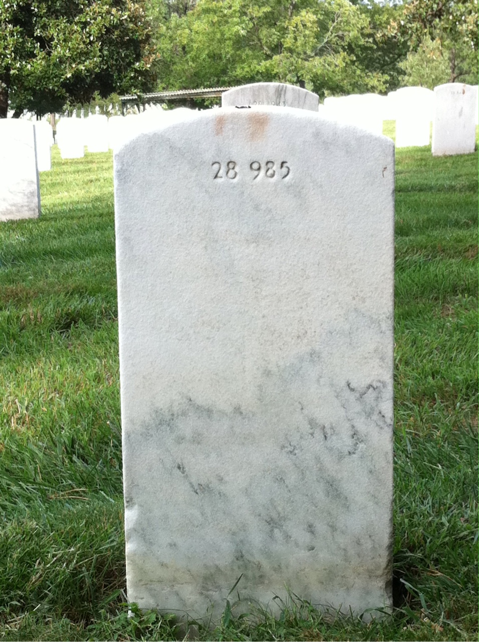 Back of headstone — Woodson Cummings