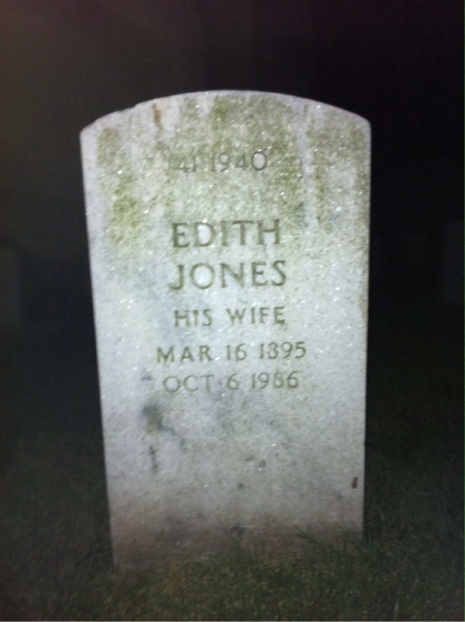 Back of headstone — Edith Mungerson