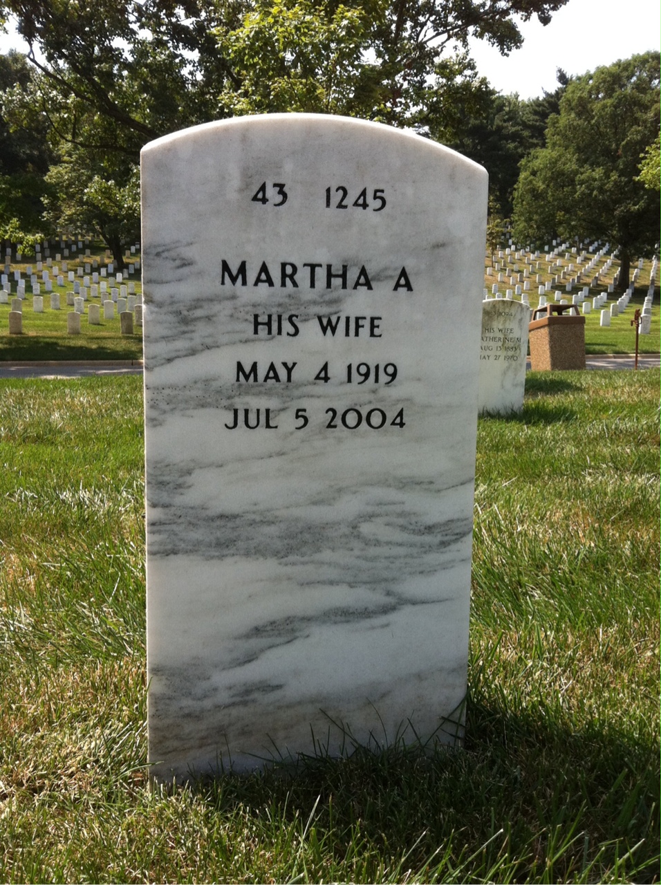 Back of headstone — Hiram Wohlfarth