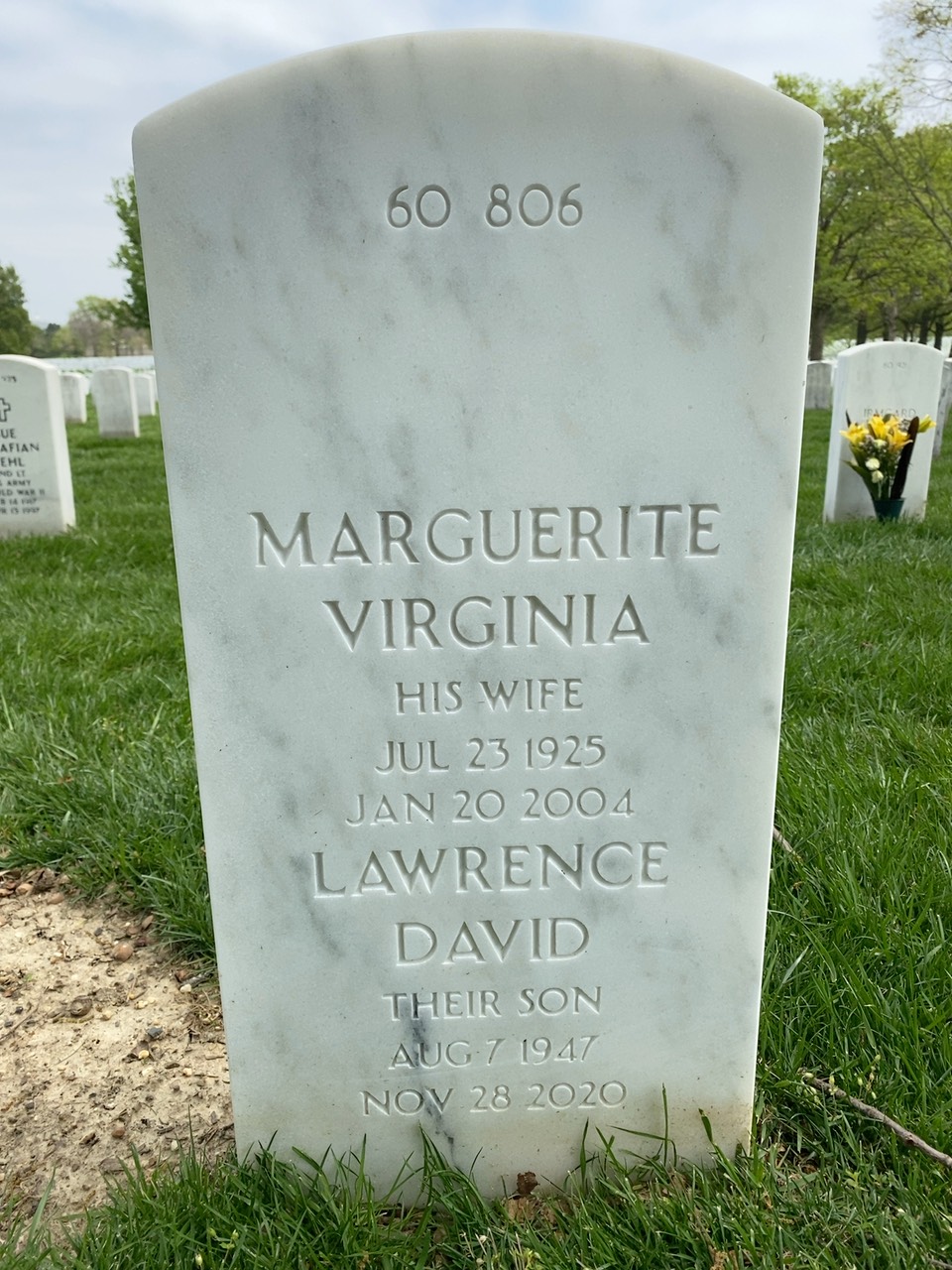 Back of headstone — David Fink