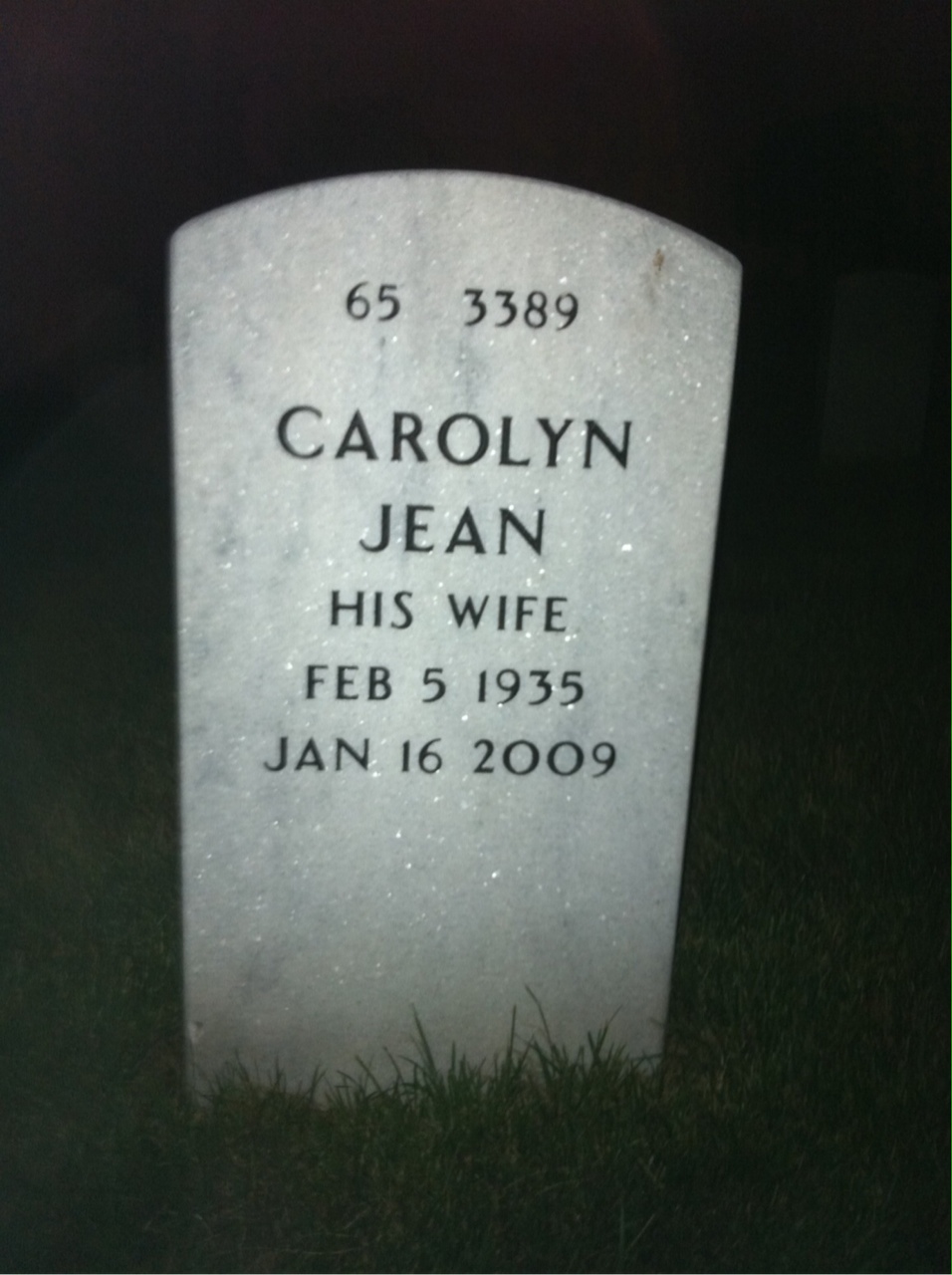 Back of headstone — Hoover Cail