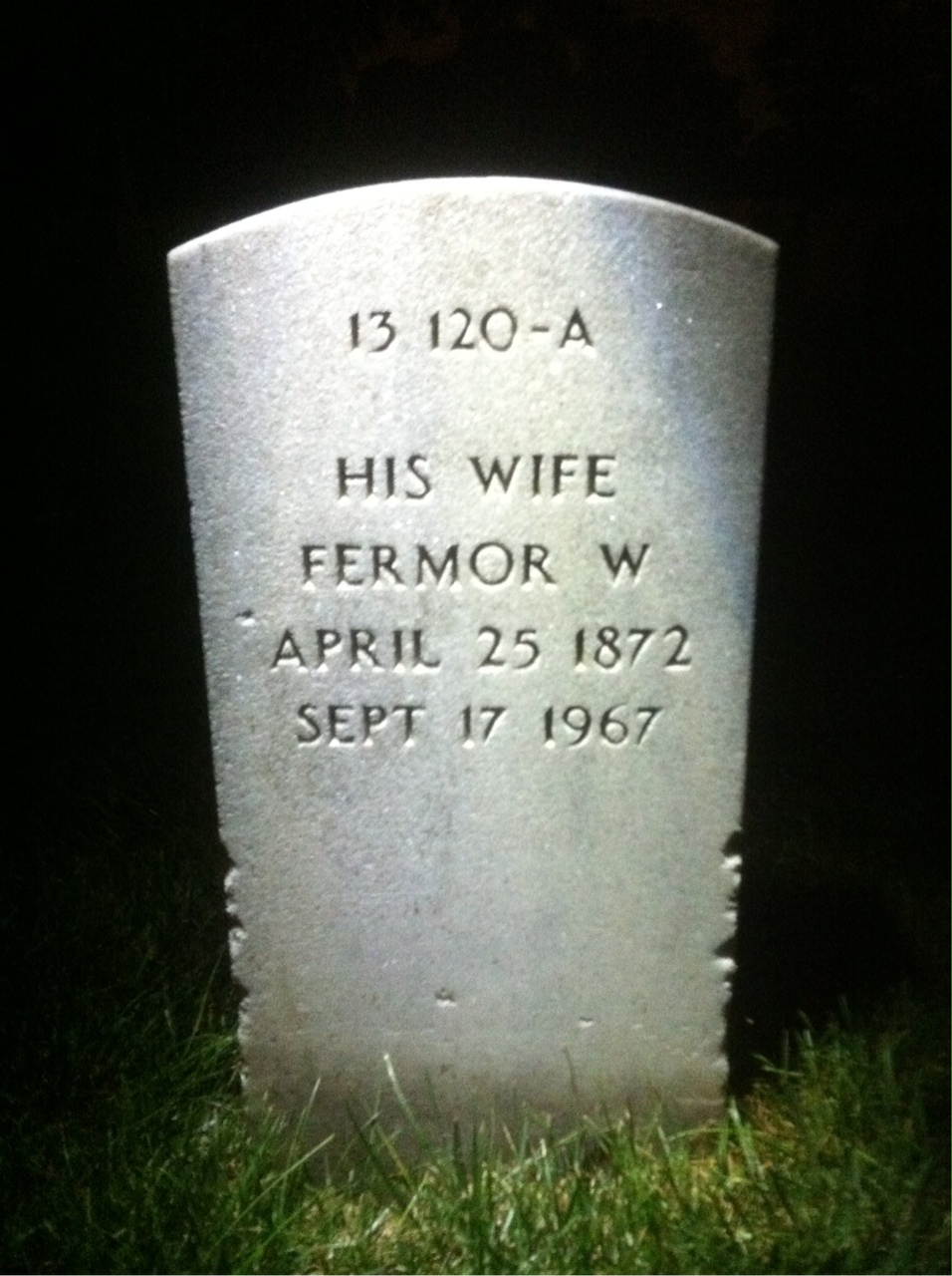 Back of headstone — Fermor Moore