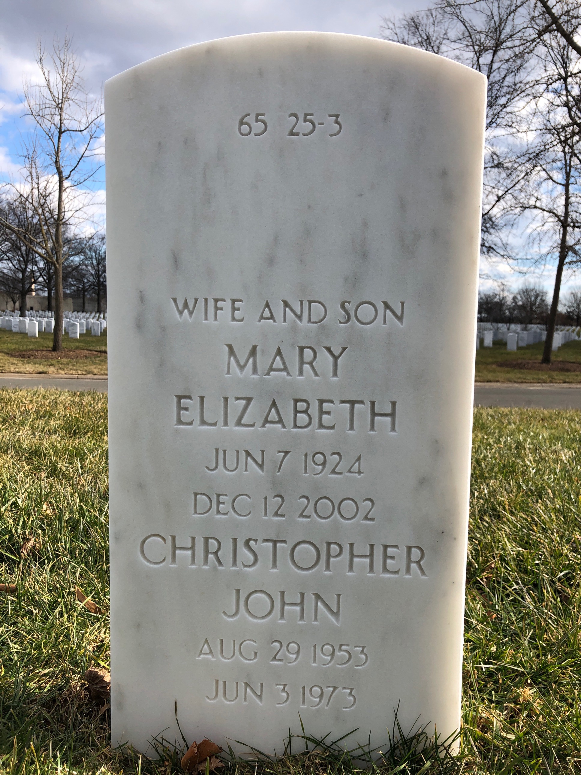 Back of headstone — William Carter