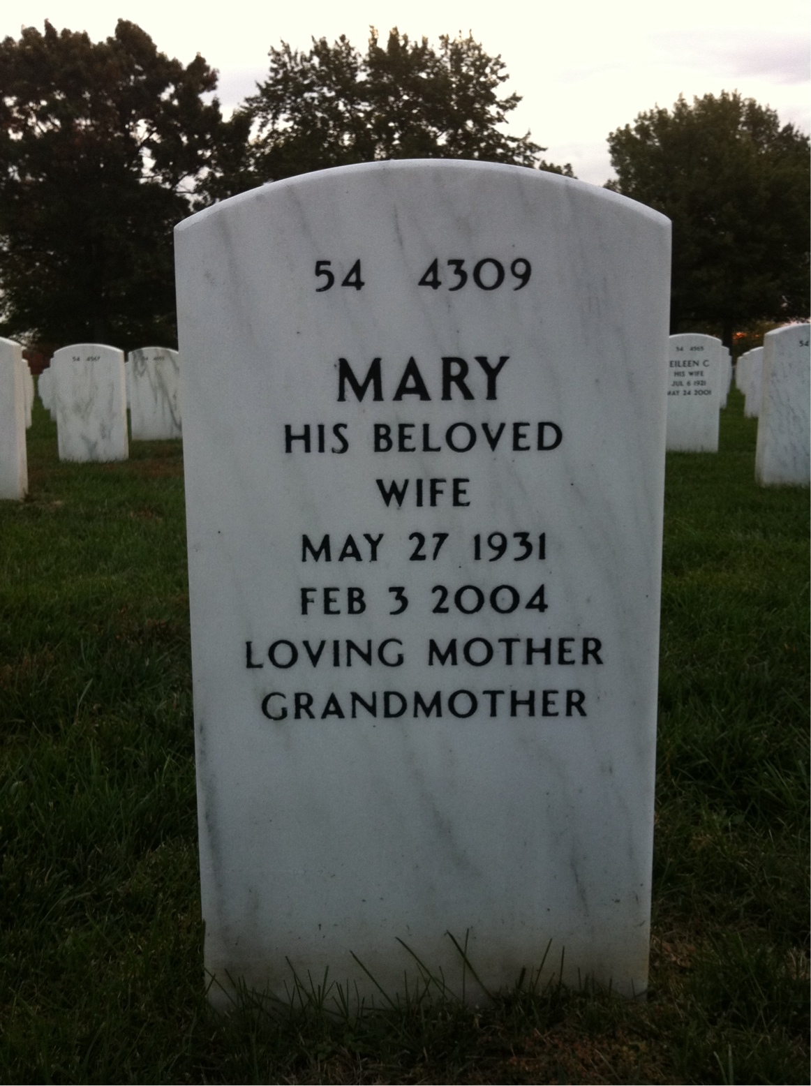 Back of headstone — Albert Devans