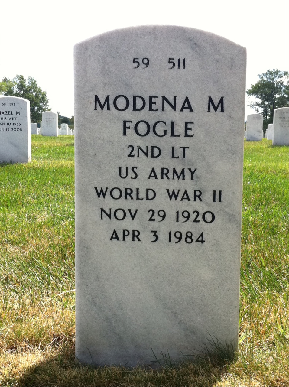 Back of headstone — George Fogle