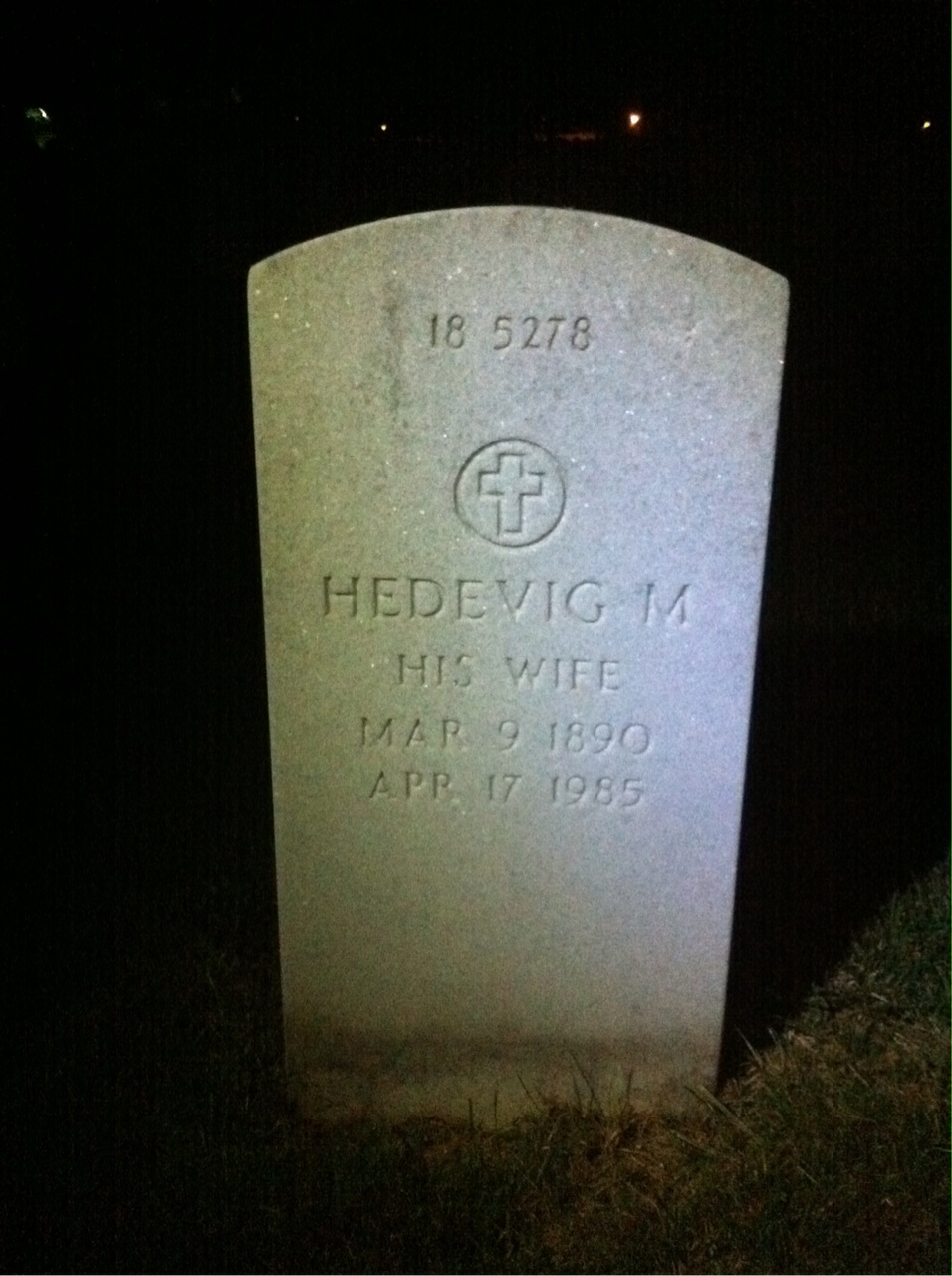 Back of headstone — Hedevig Almfeldt