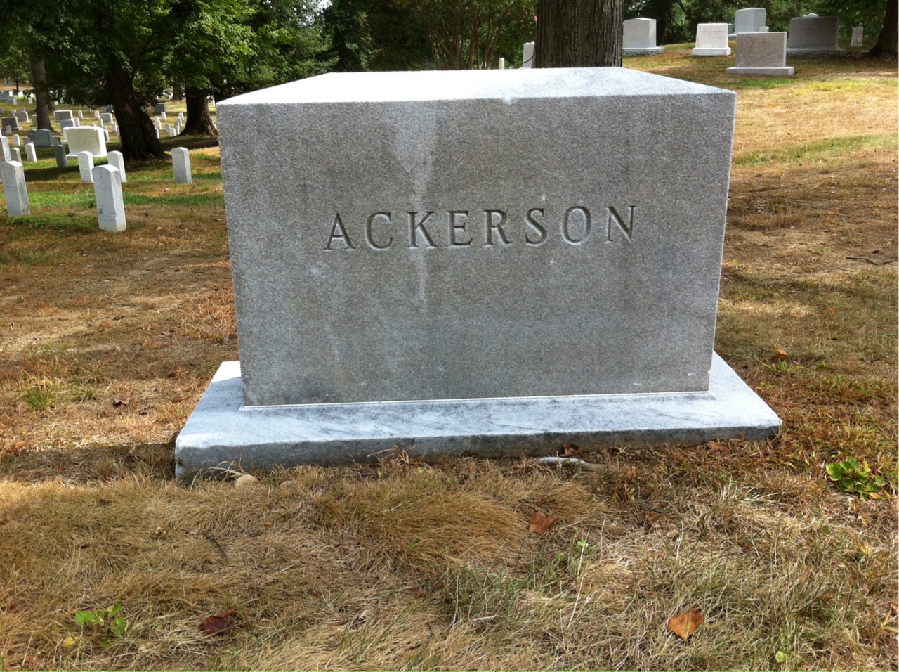 Back of headstone — Martha Ackerson