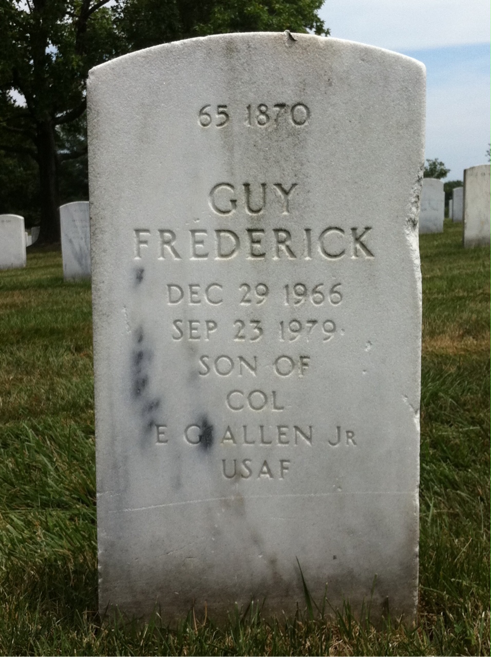 Back of headstone — Ernest Allen