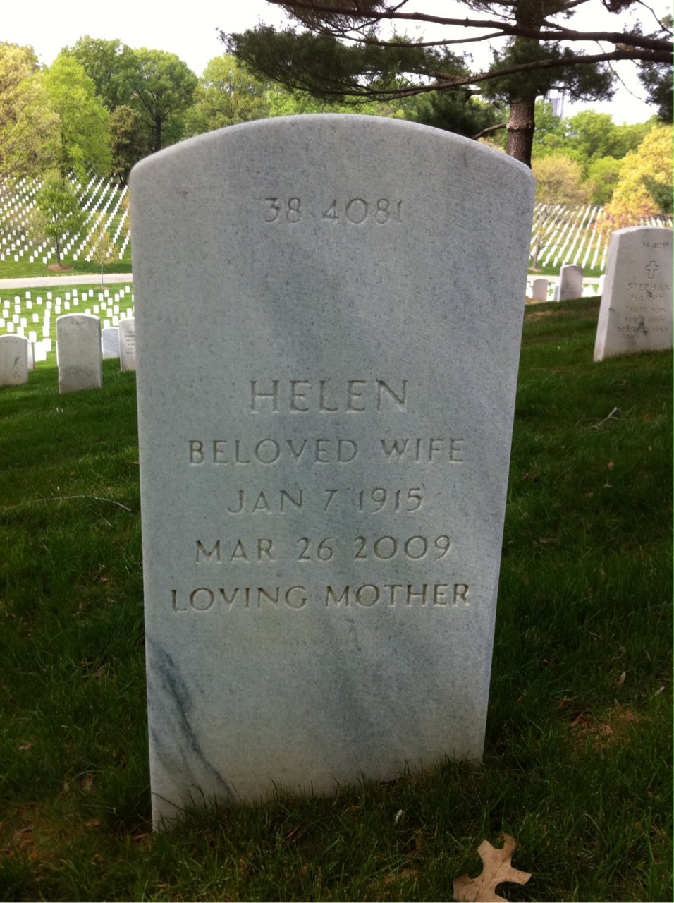 Back of headstone — Quinton Cape