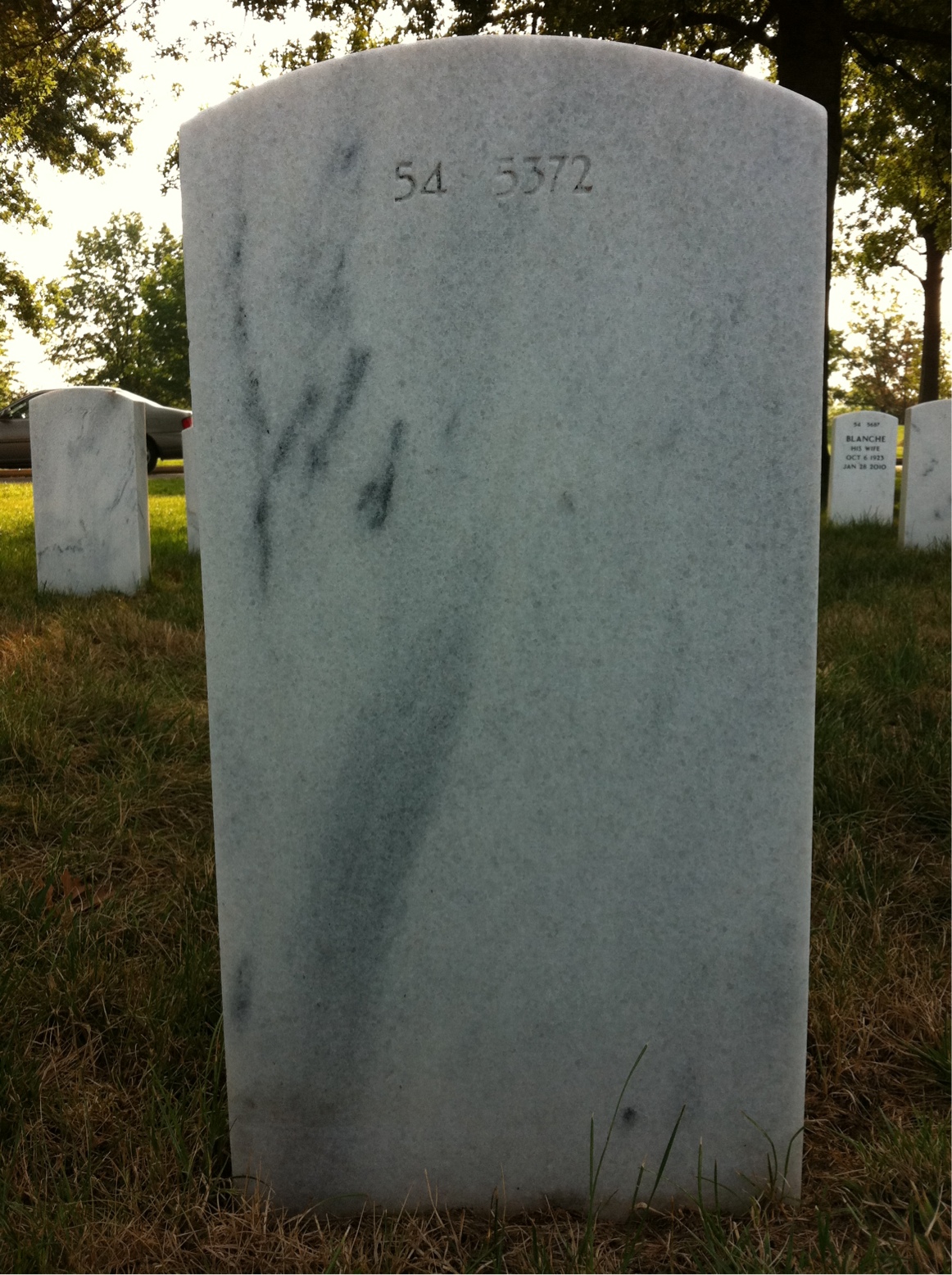 Back of headstone — John Armstrong