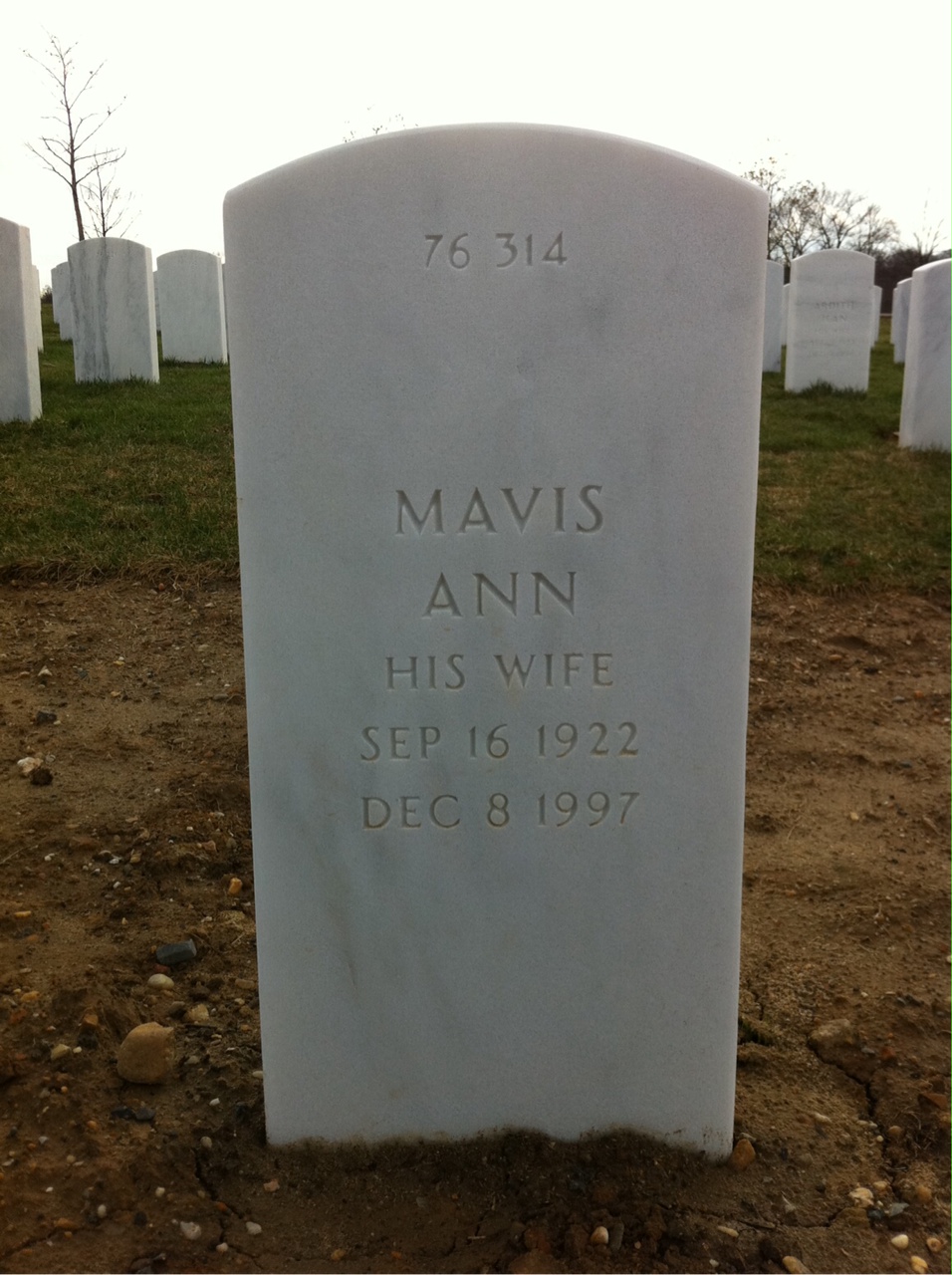 Back of headstone — Louis Moe