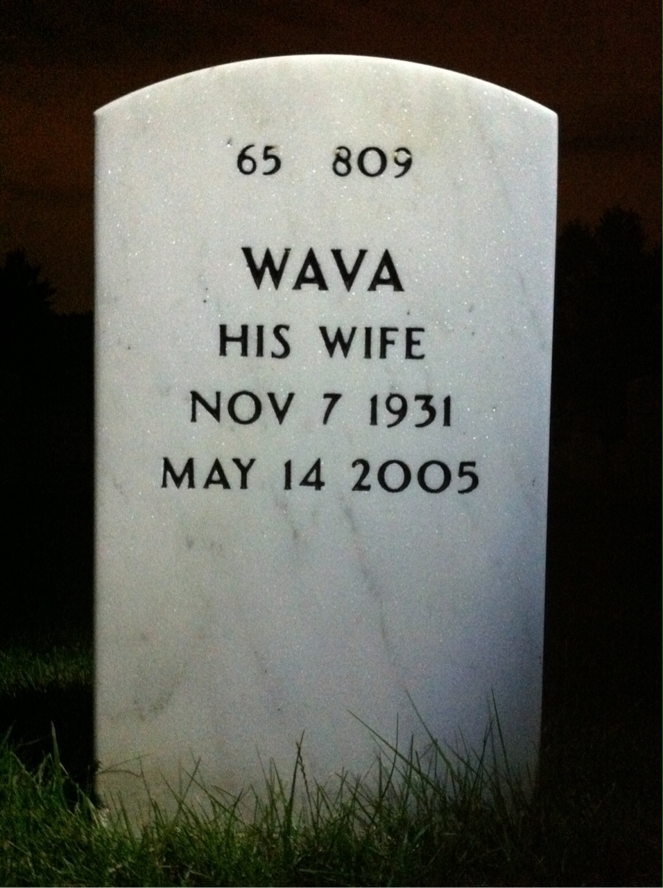Back of headstone — Kenneth Runyon