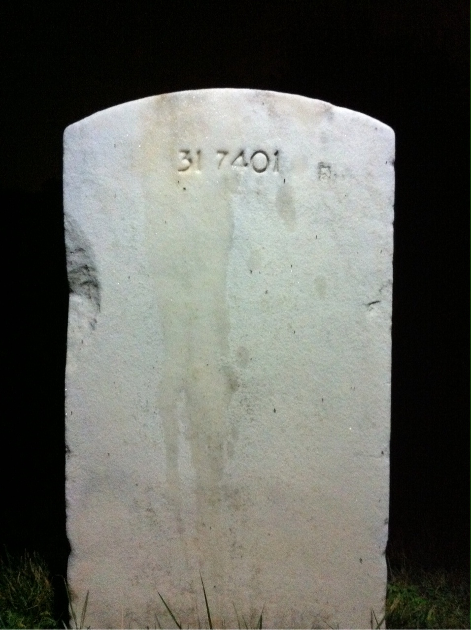 Back of headstone — William Mason Warner