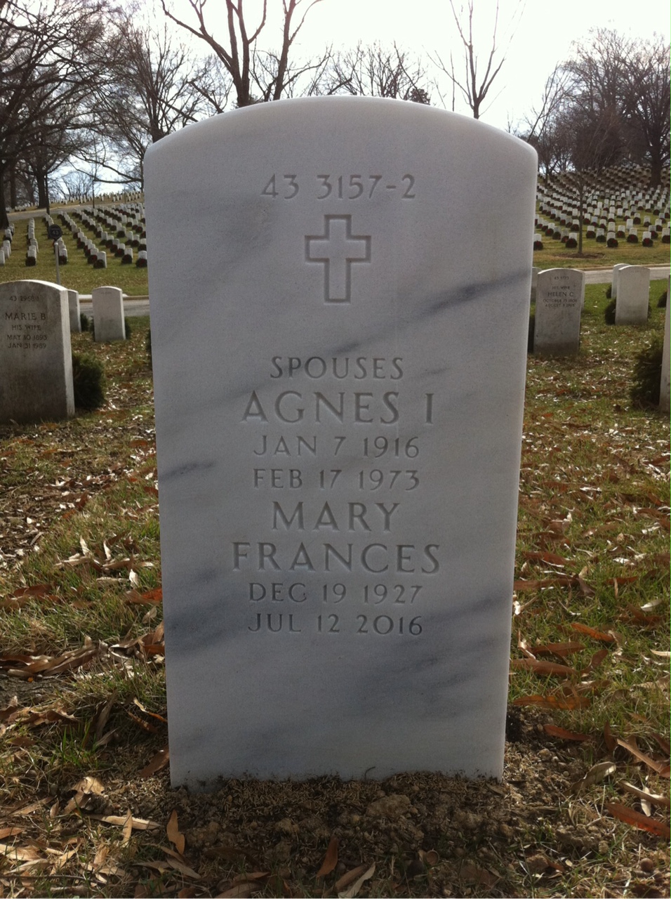 Back of headstone — Agnes Norman