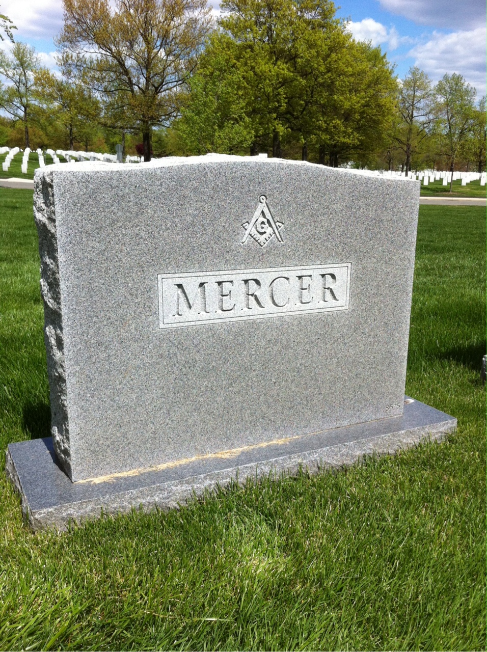 Back of headstone — William Mercer