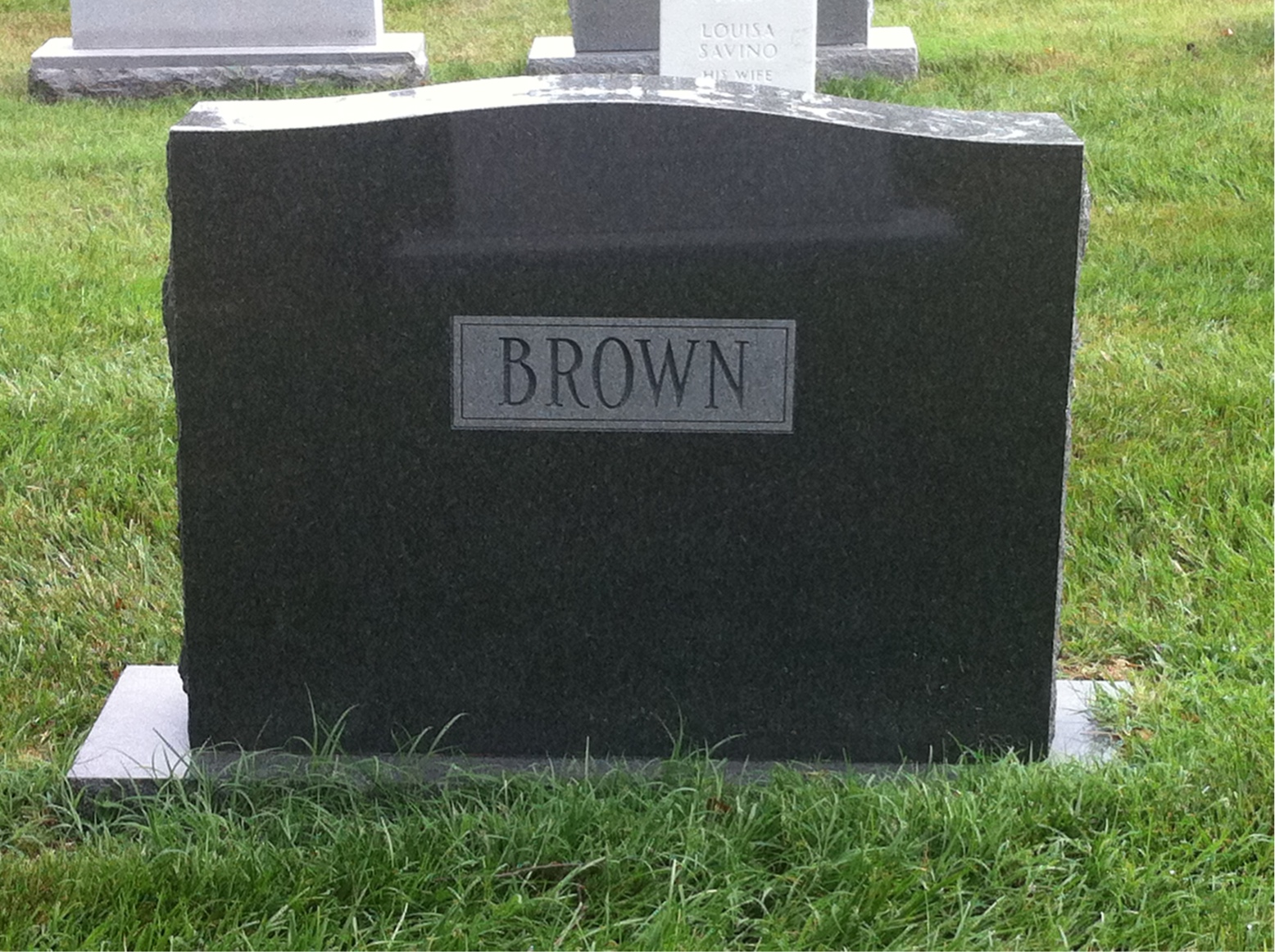 Back of headstone — Gardner W Brown