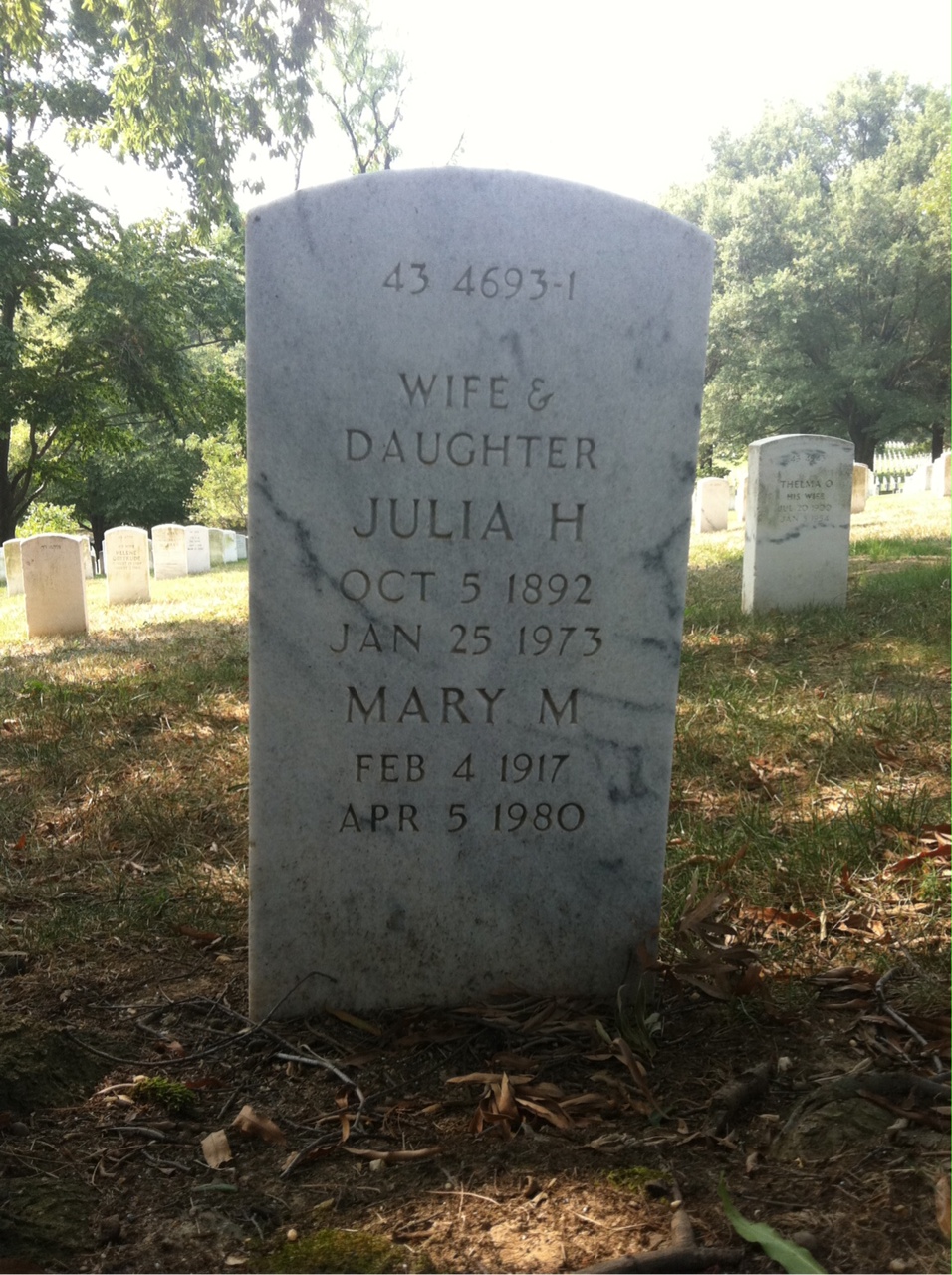 Back of headstone — Tryon M Shepherd