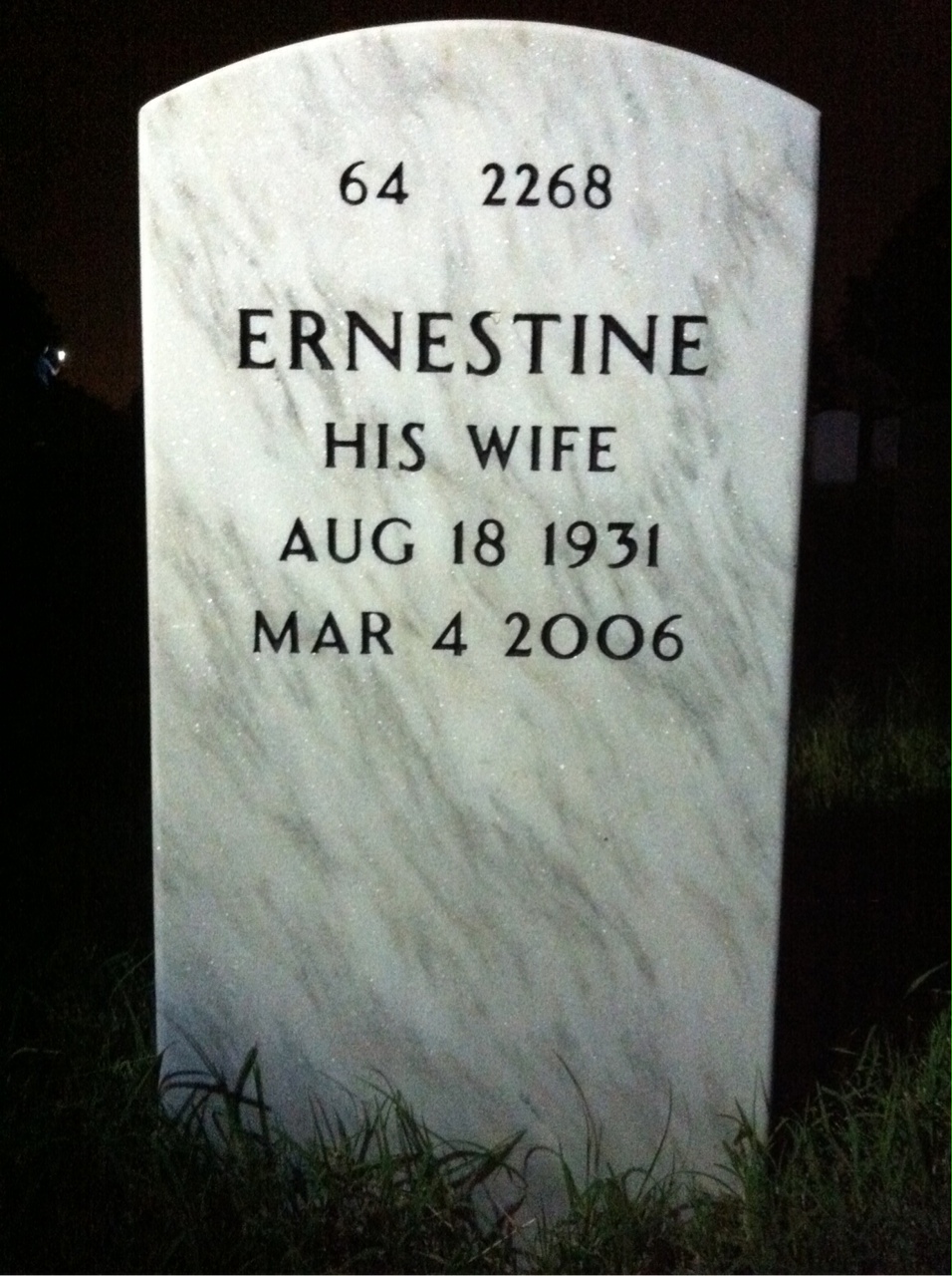 Back of headstone — Elijah Ward
