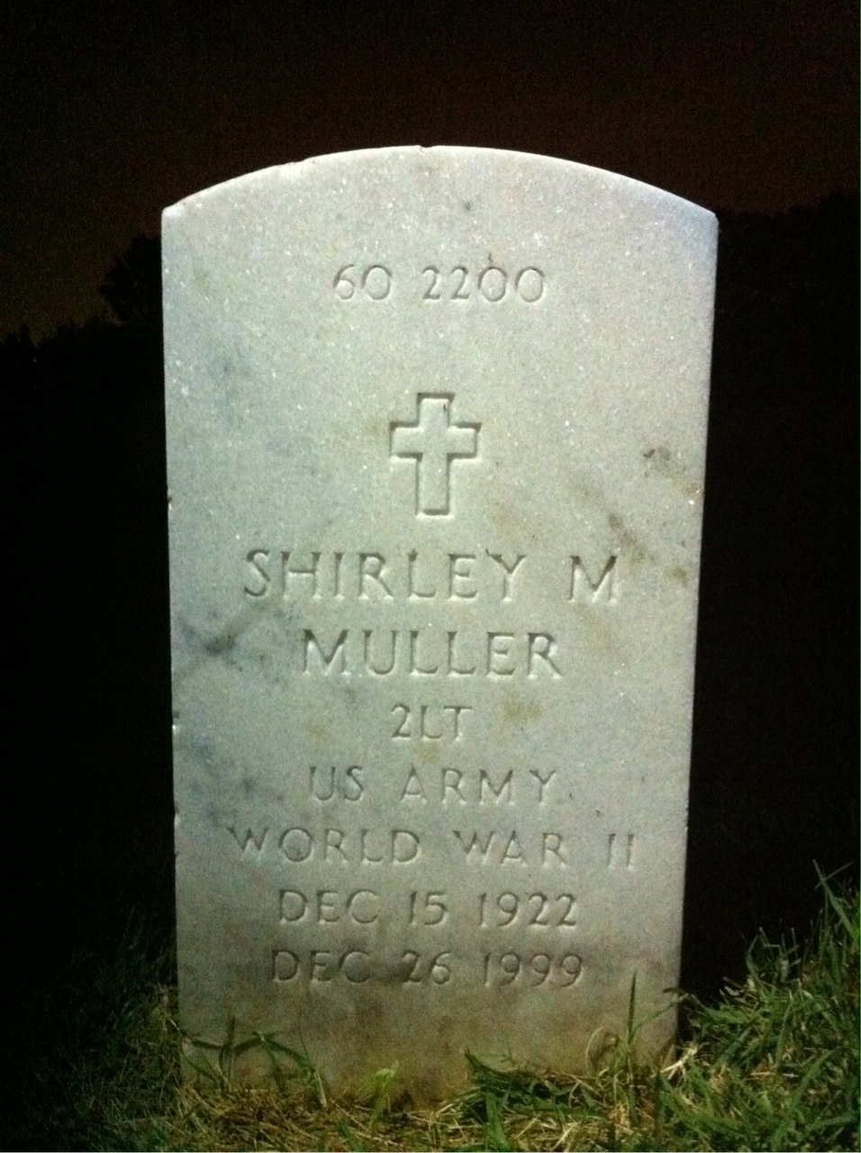 Back of headstone — Shirley Muller