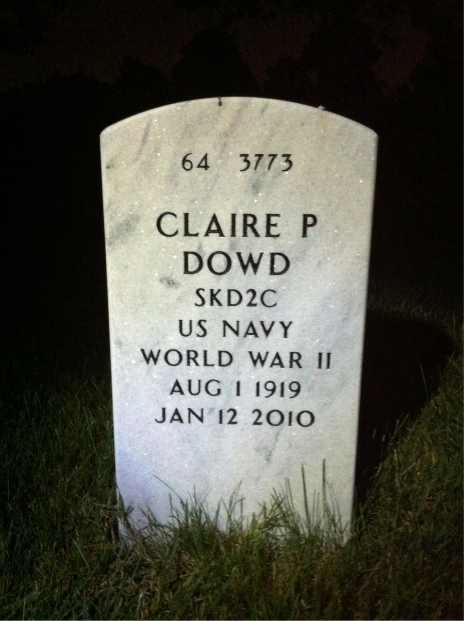 Back of headstone — Raymond Dowd