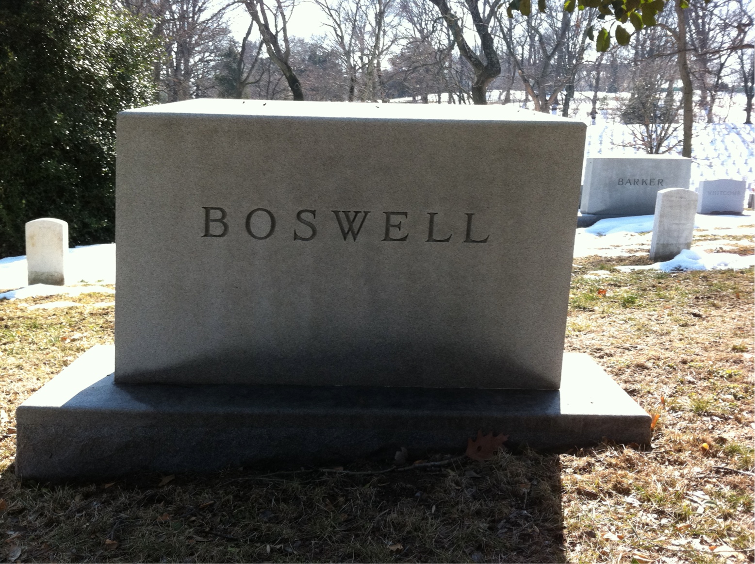 Back of headstone — Walter Boswell