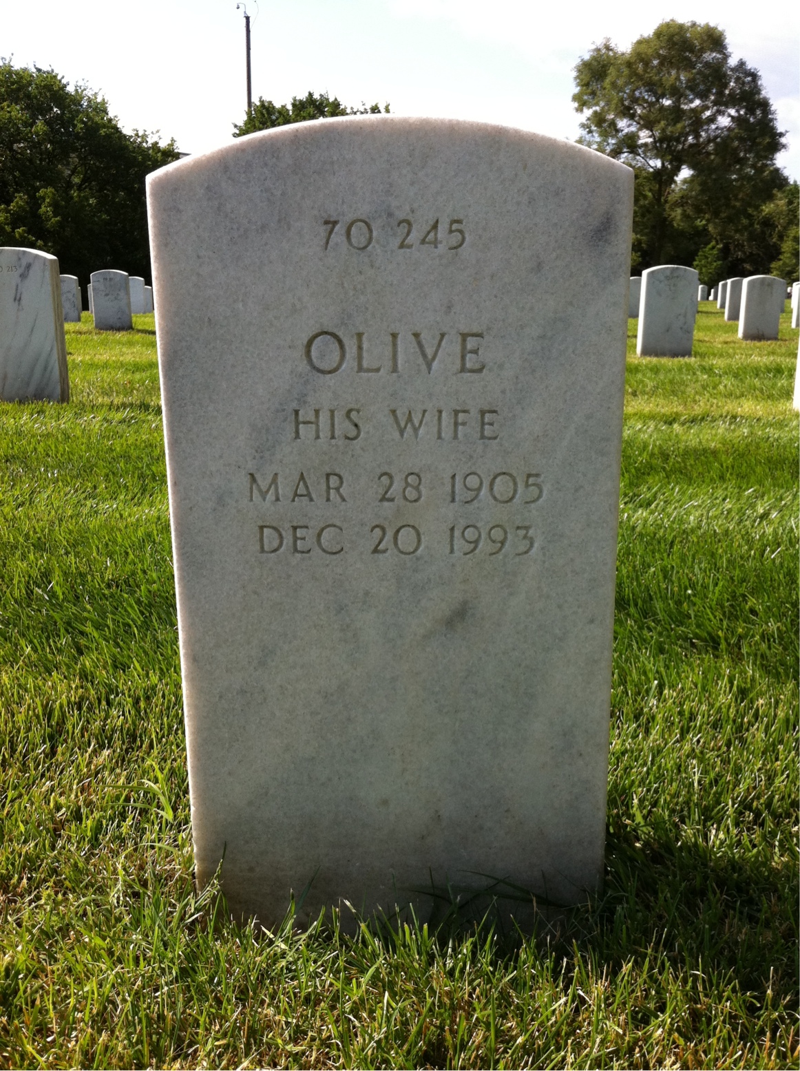 Back of headstone — Maurice Bailey