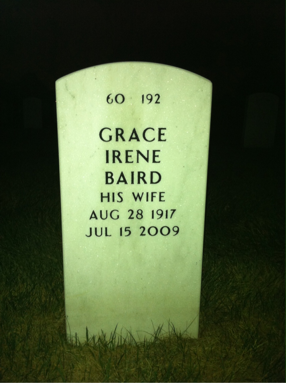 Back of headstone — Earl Williams