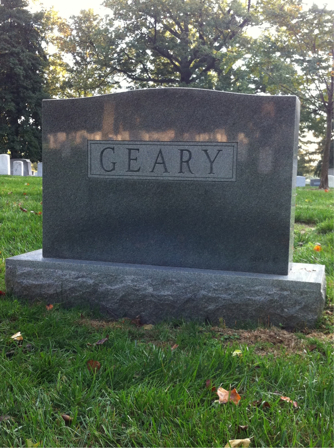 Back of headstone — Joseph Geary