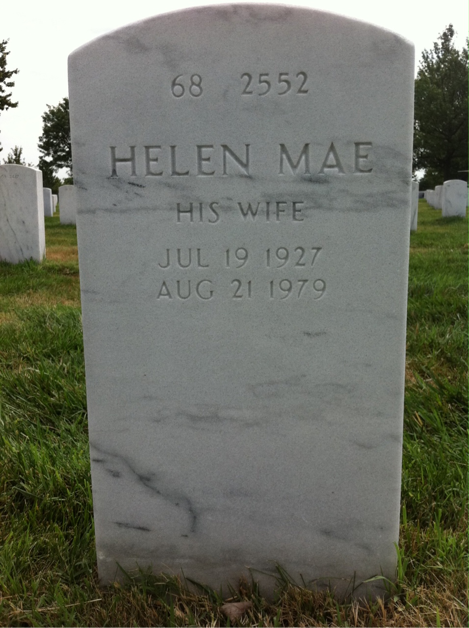 Back of headstone — Helen Alexander