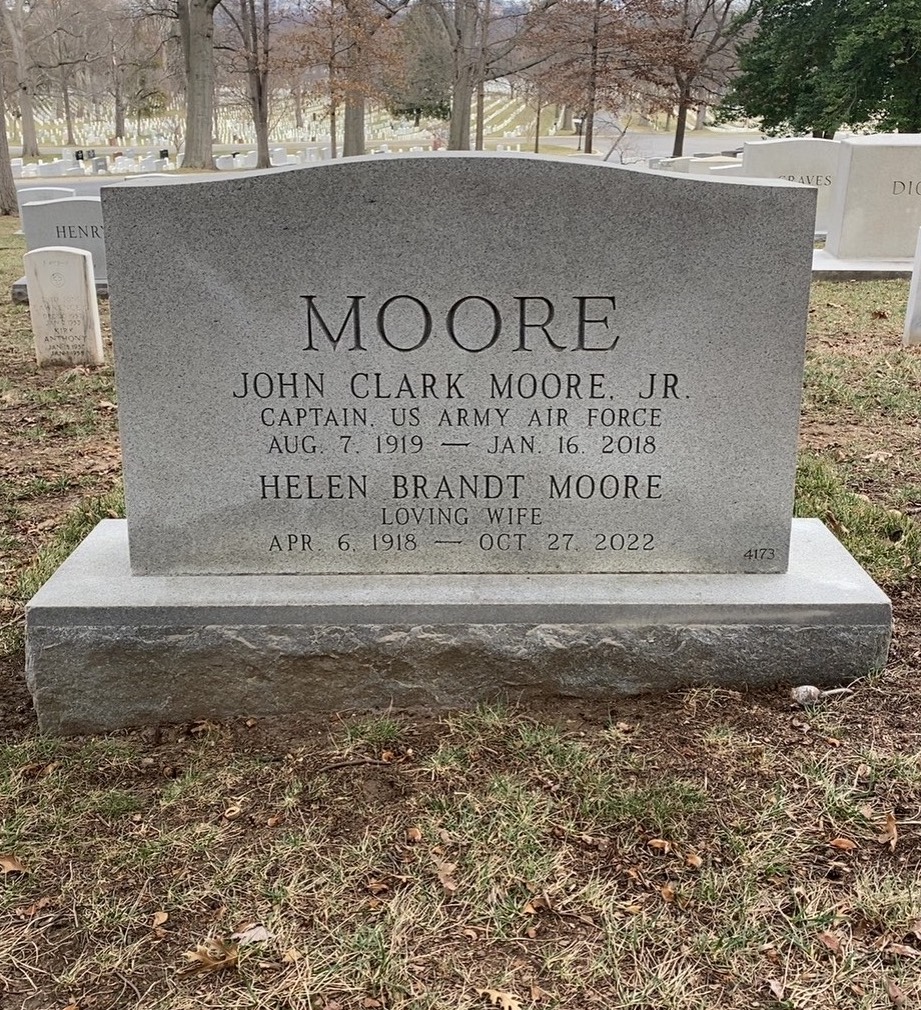 Back of headstone — John Moore