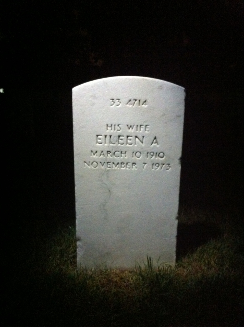 Back of headstone — Eileen Milstead
