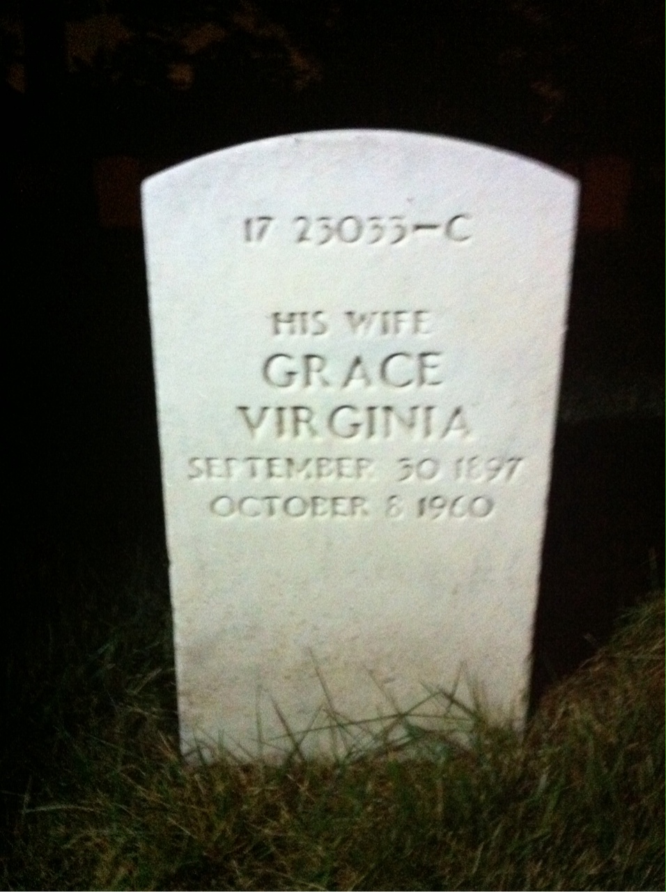 Back of headstone — Arthur Mister