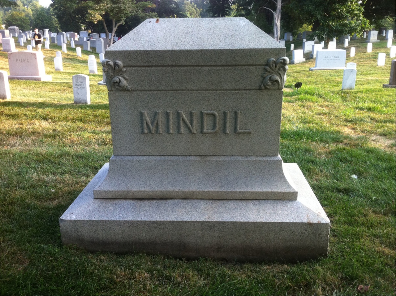 Back of headstone — Caroline Mindil