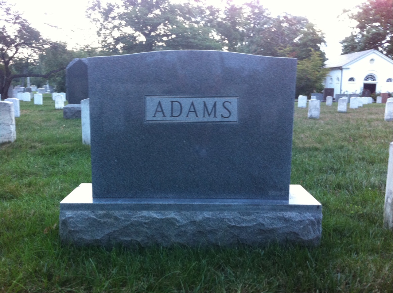 Back of headstone — Muriel Adams