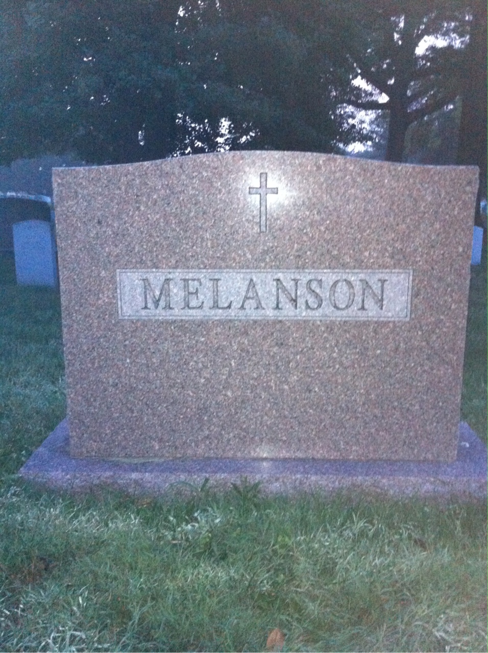 Back of headstone — Frances Melanson