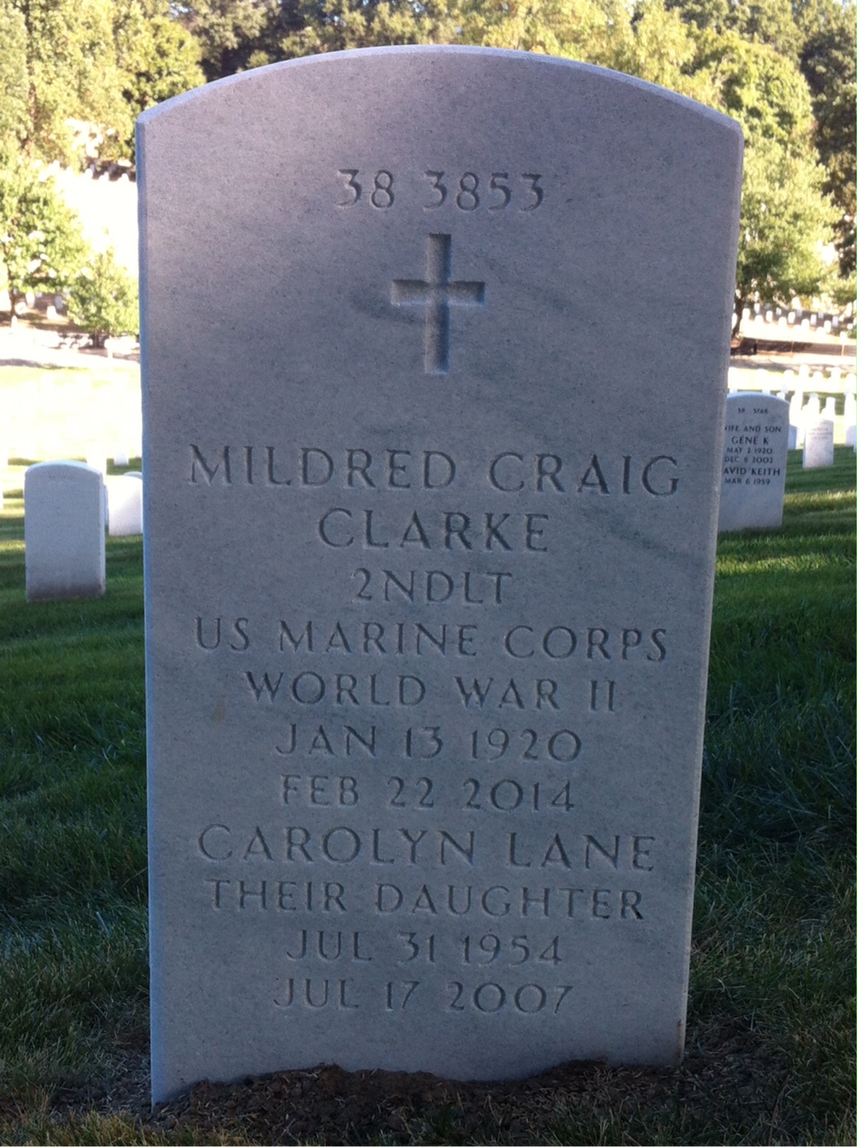 Back of headstone — Fred Clarke