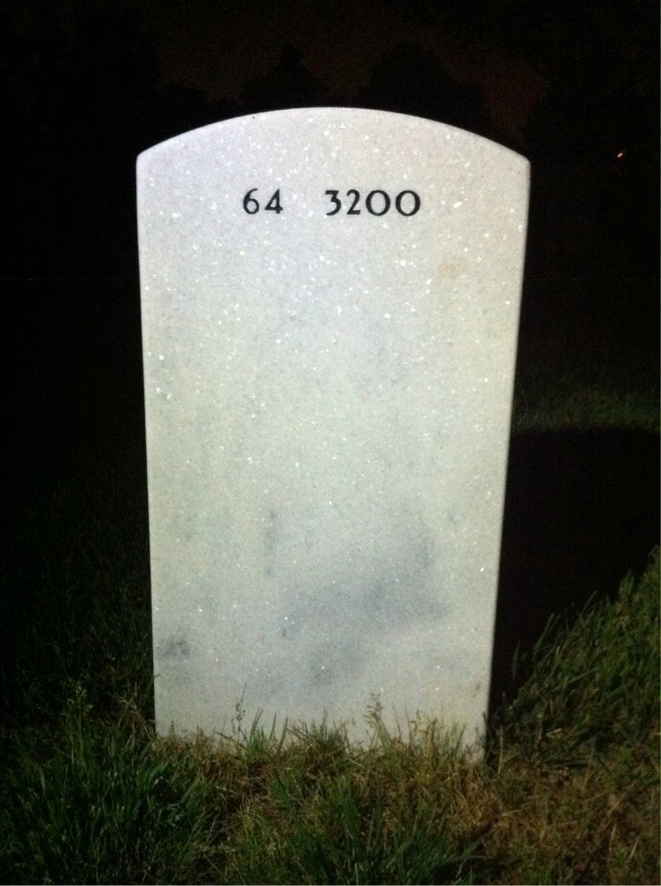Back of headstone — James White