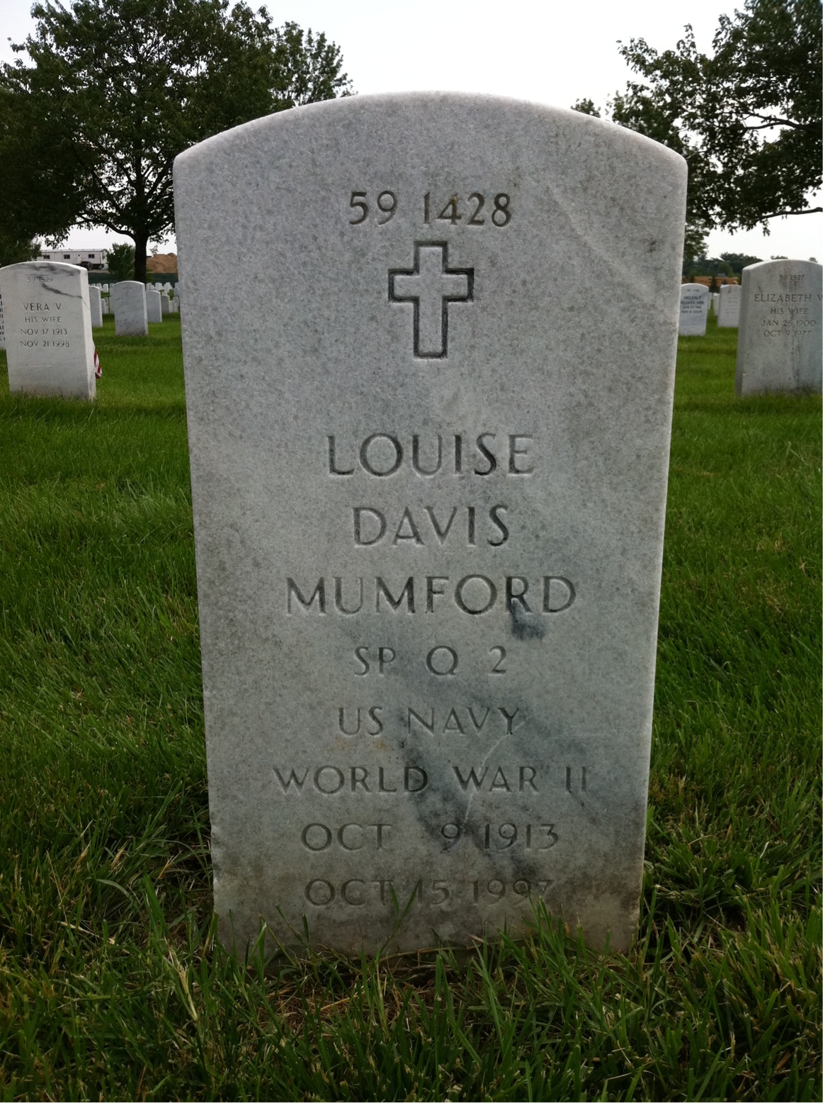 Back of headstone — Howard Mumford