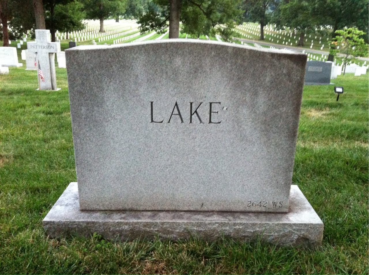 Back of headstone — Robert Lake