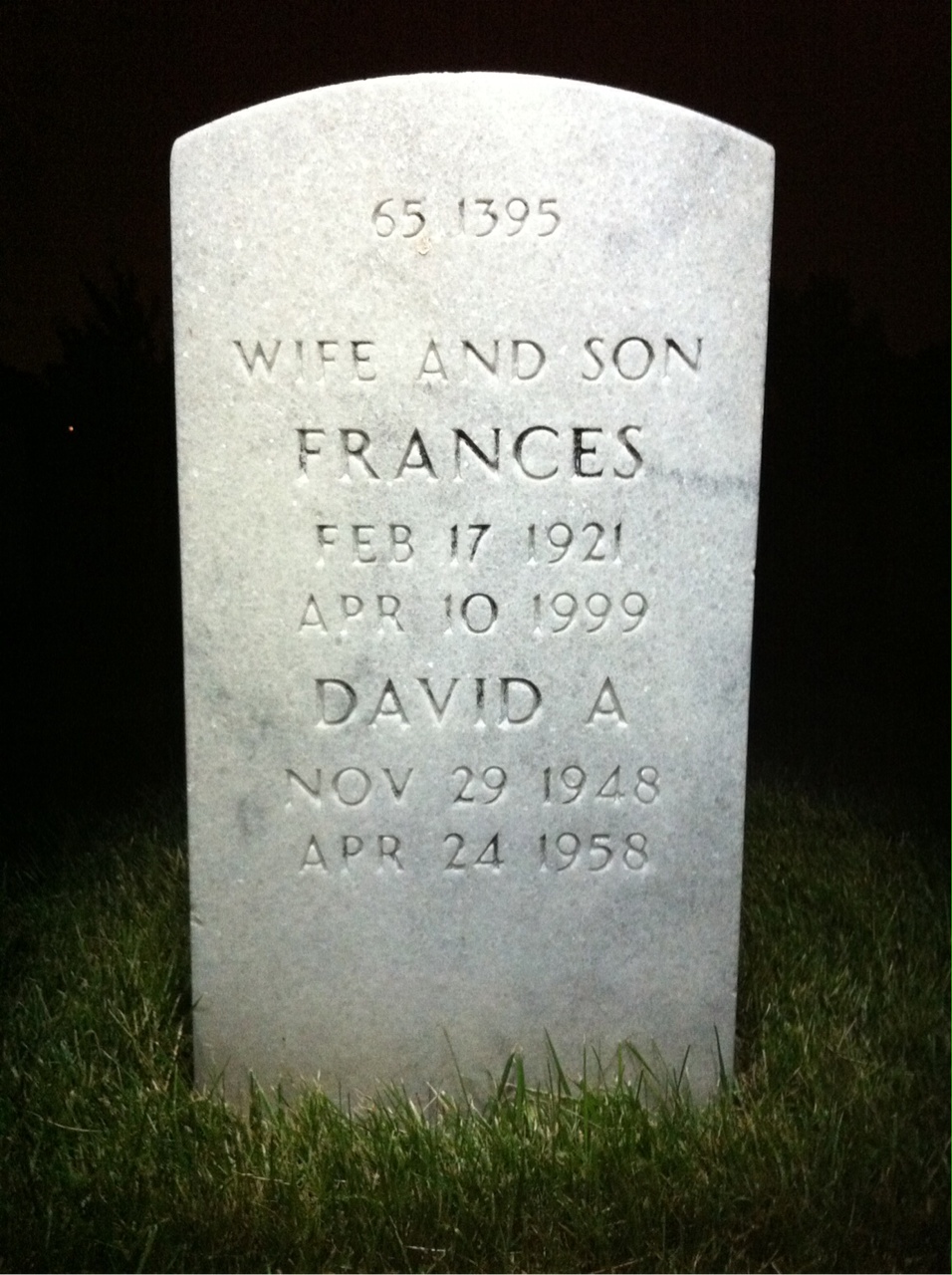Back of headstone — David Abramson