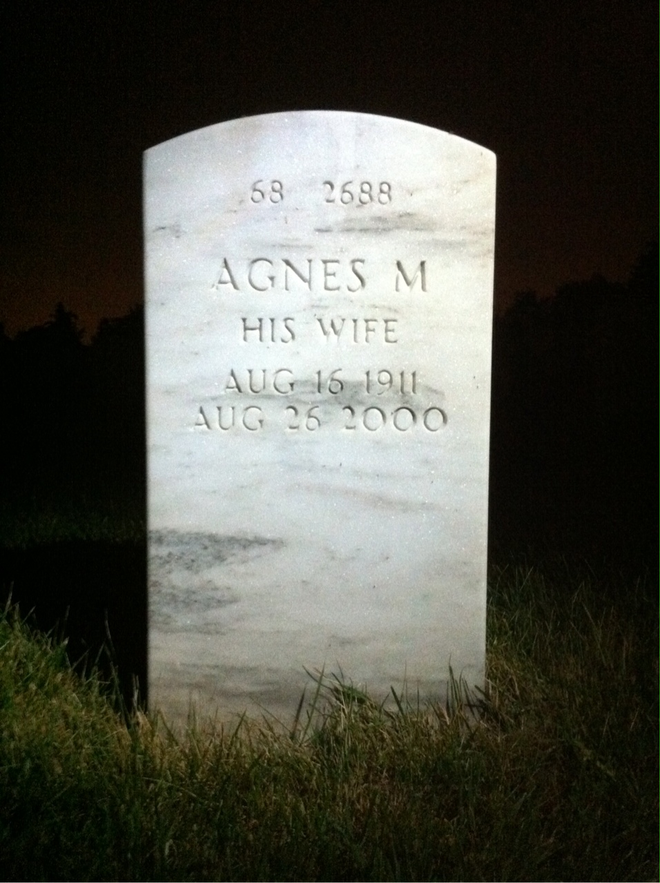 Back of headstone — Agnes Mason