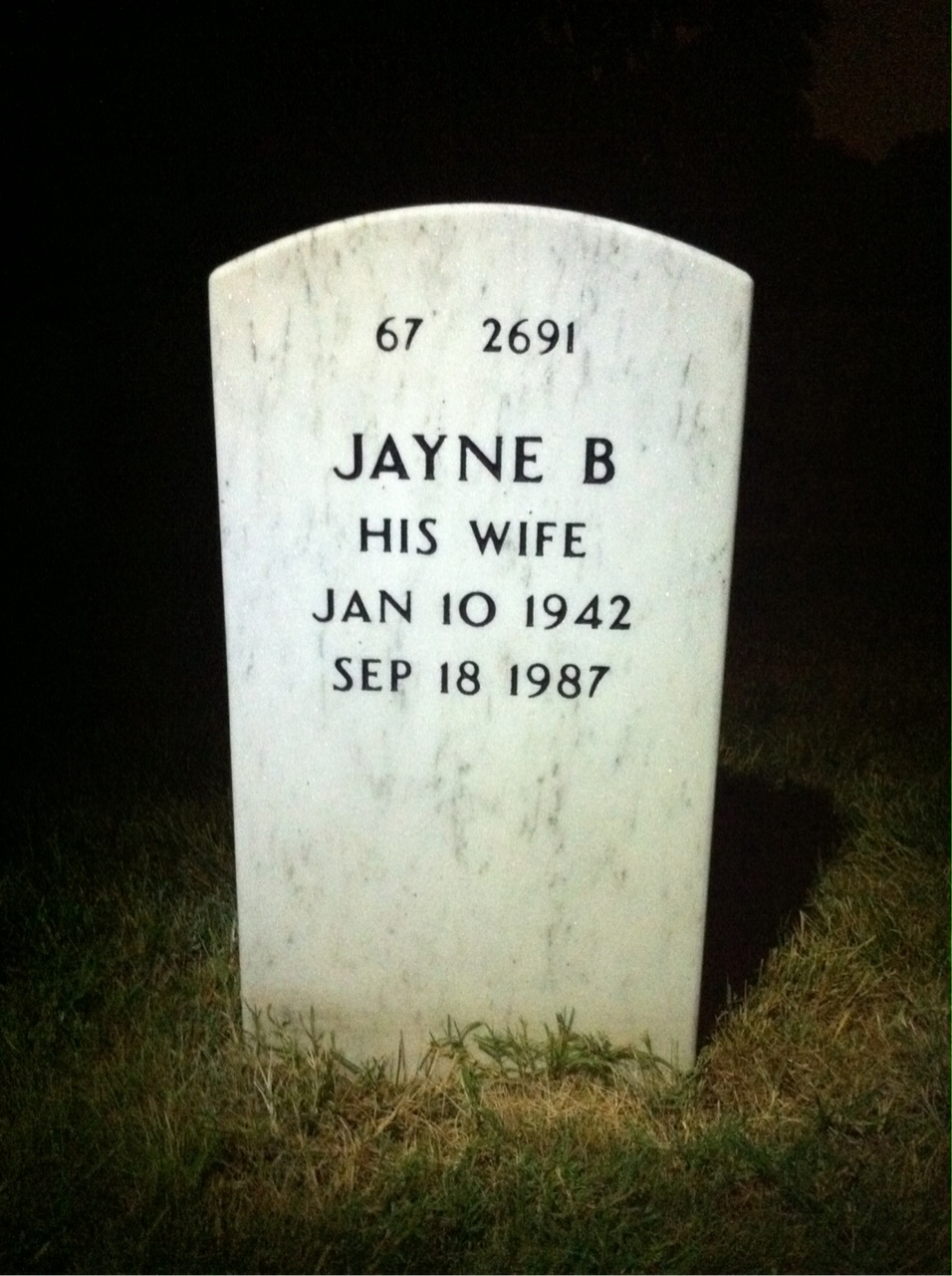 Back of headstone — James Best