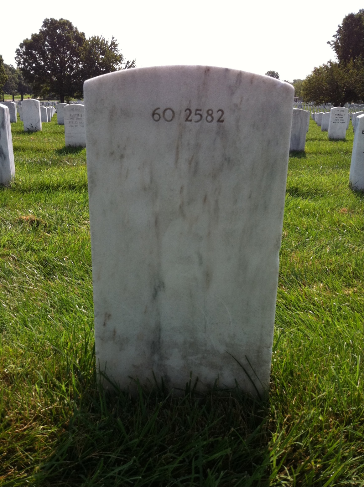 Back of headstone — Victor Jerome Roberts