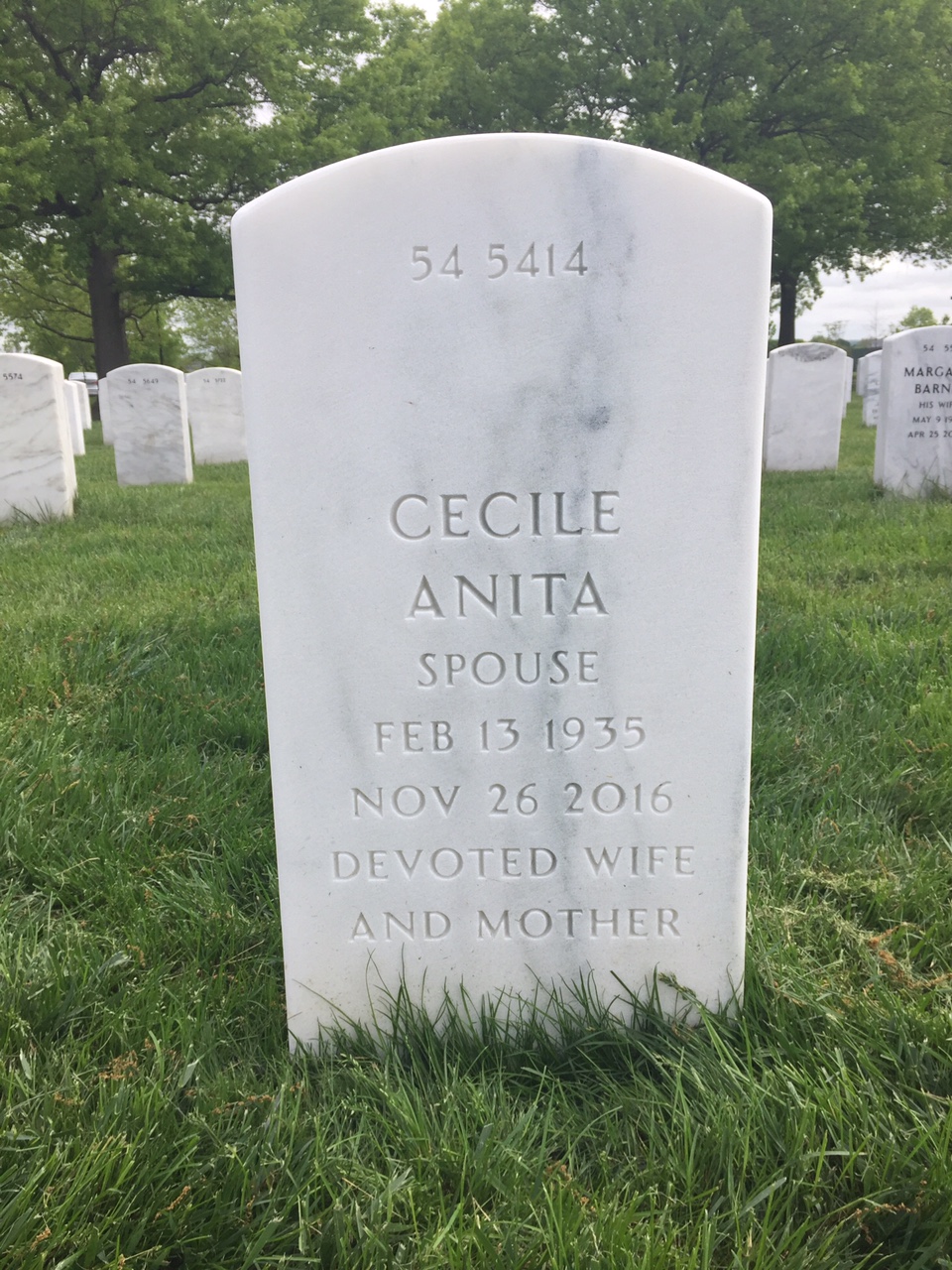 Back of headstone — Ronald Jacob