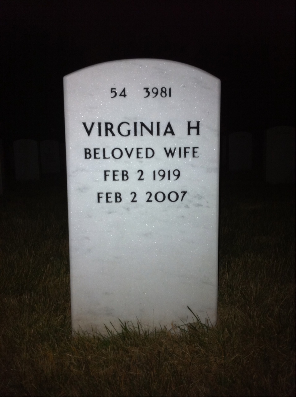 Back of headstone — W Stover