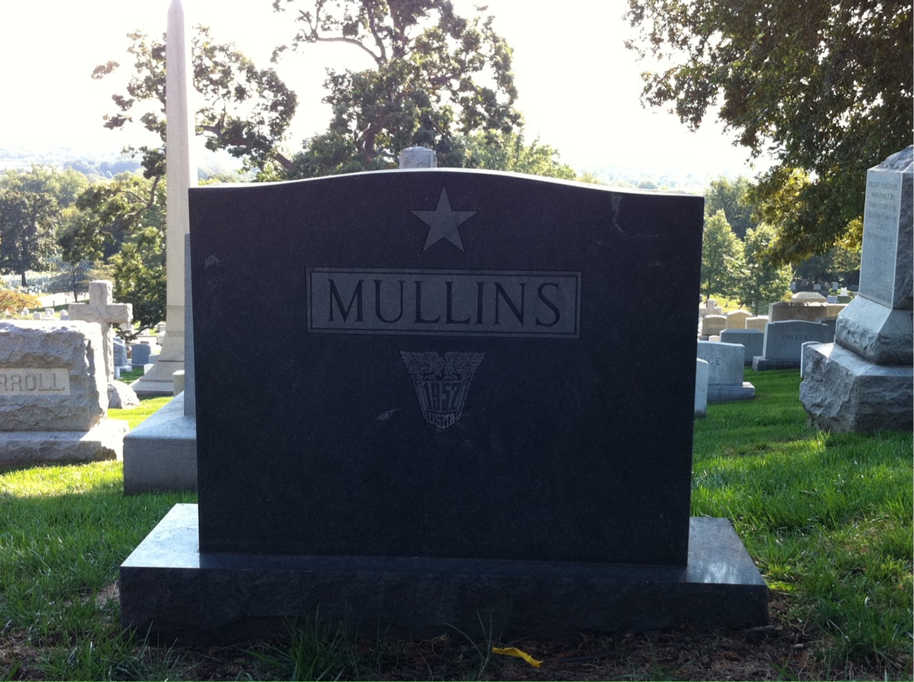 Back of headstone — William Mullins