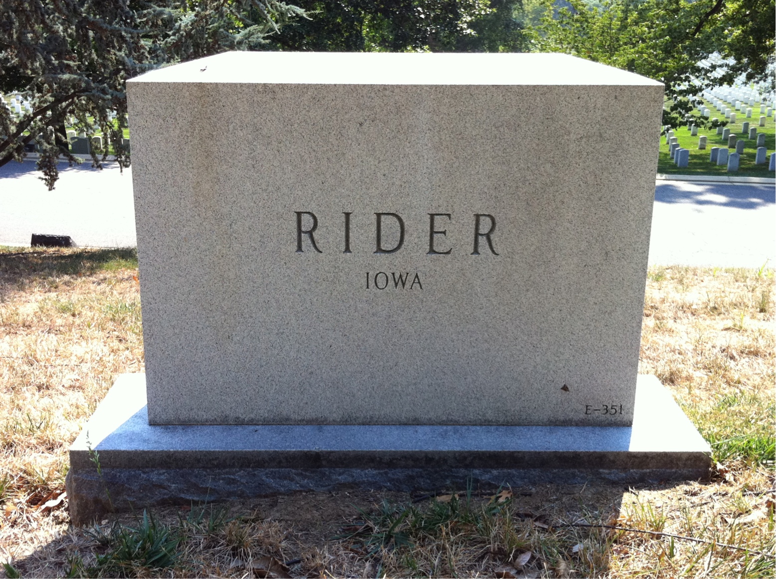 Back of headstone — Robinson Rider