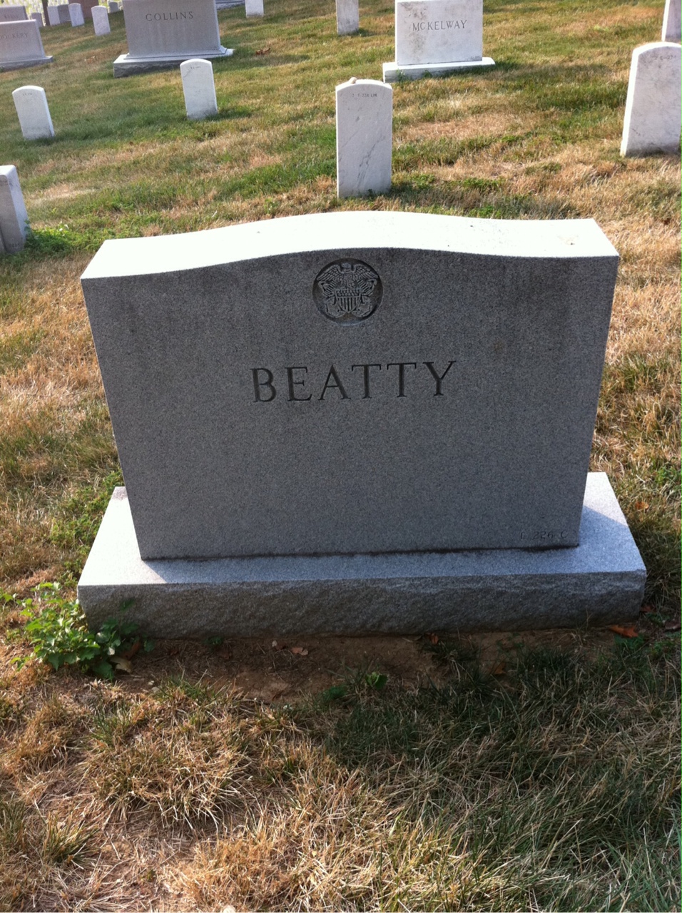 Back of headstone — Charles Beatty