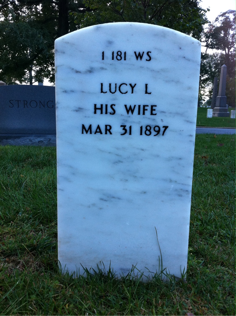 Back of headstone — Lucy Bane