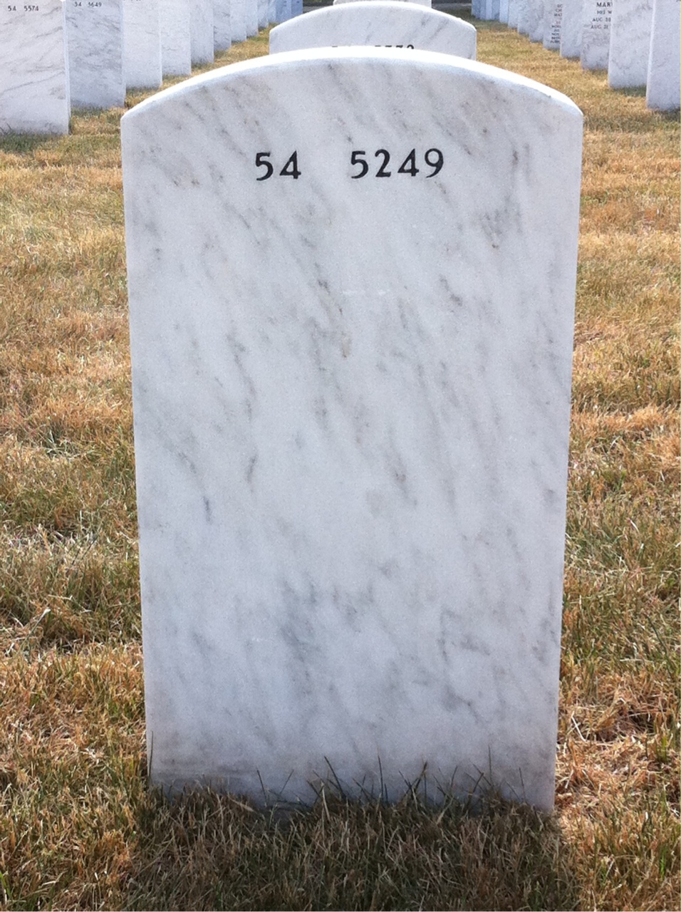 Back of headstone — Walter Johnson